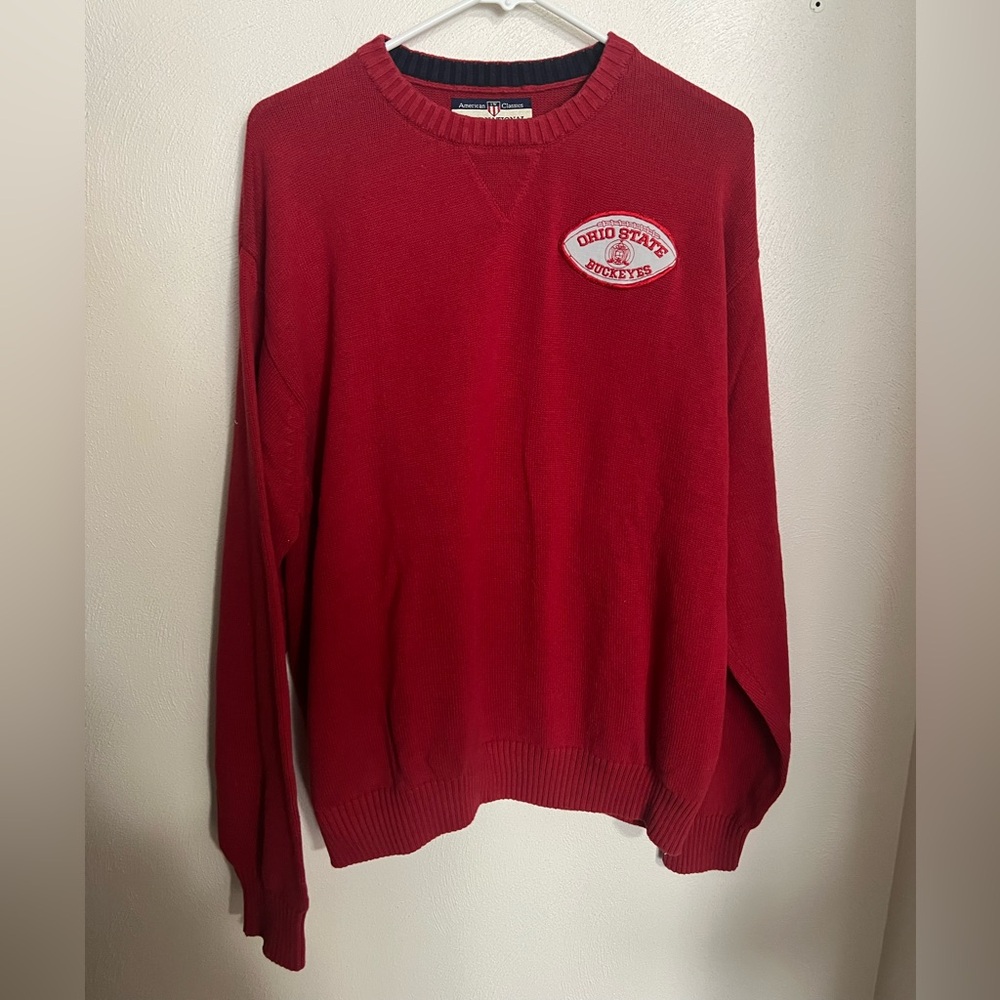 INTERNATIONAL WATERS Ohio State Buckeyes Football Patch Knit Sweater Men's Sz XL